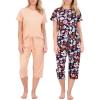 imageReal Essentials 2 Pack Womens ShortSleeve PJ Top with Capri Pants  Pajama Lounge ampamp Sleepwear Set Available In PlusSet 5