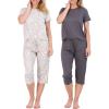 imageReal Essentials 2 Pack Womens ShortSleeve PJ Top with Capri Pants  Pajama Lounge ampamp Sleepwear Set Available In PlusSet 6