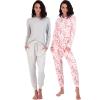 imageReal Essentials 2 Pack Womens Soft Long Sleeve Sleep Set  Comfortable Lounge Pull Over Hoodie and Henley JoggerHoodie Set 7