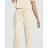 imageReal Essentials 2 Pack Womens Ribbed Knit Cropped Short Sleeve Top with Jogger Sweatpants Lounge Set SleepSet 8