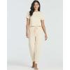 imageReal Essentials 2 Pack Womens Ribbed Knit Cropped Short Sleeve Top with Jogger Sweatpants Lounge Set SleepSet 8