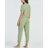 imageReal Essentials 2 Pack Womens Ribbed Knit Cropped Short Sleeve Top with Jogger Sweatpants Lounge Set SleepSet 8