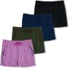 imageReal Essentials 4 Pack Womens Active Athletic Performance DryFit Shorts with Zipper Pockets Available in Plus SizeSet 13