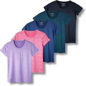 imageReal Essentials 5 Pack Womens Dry Fit Tech Stretch ShortSleeve Crew Neck Athletic TShirt Available in Plus SizeSet 7