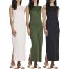 imageReal Essentials 3 Pack Womens Long Tank Maxi TShirt Summer Casual Dress with Pockets Available in Plus SizeSet 6