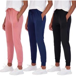 image3 Pack Womens UltraSoft Dry Fit Lounge Joggers Sweatpants Athletic Yoga Pants with Pockets Available in PlusSet 1