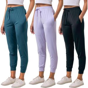 image3 Pack Womens UltraSoft Dry Fit Lounge Joggers Sweatpants Athletic Yoga Pants with Pockets Available in PlusSet 9