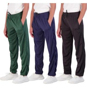 imageReal Essentials 3 Pack Boys Mesh Open Bottom Active Sweatpants with Pockets ampamp DrawstringSet 3