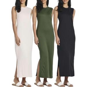 imageReal Essentials 3 Pack Womens Long Tank Maxi TShirt Summer Casual Dress with Pockets Available in Plus SizeSet 6