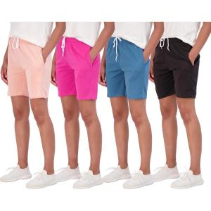 imageReal Essentials 4Pack Womens 7quot Mesh QuickDry Bermuda Active Athletic Long Shorts with Pockets Available in Plus SizeSet 2