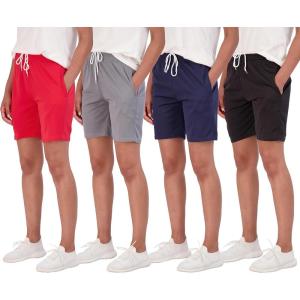 imageReal Essentials 4Pack Womens 7quot Mesh QuickDry Bermuda Active Athletic Long Shorts with Pockets Available in Plus SizeSet 3
