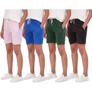 imageReal Essentials 4Pack Womens 7quot Mesh QuickDry Bermuda Active Athletic Long Shorts with Pockets Available in Plus SizeSet 4