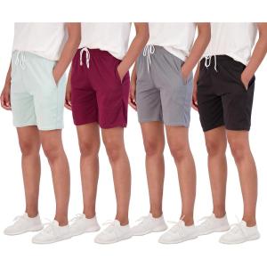 imageReal Essentials 4Pack Womens 7quot Mesh QuickDry Bermuda Active Athletic Long Shorts with Pockets Available in Plus SizeSet 6
