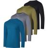 imageReal Essentials 4 Pack Mens DryFit Active Athletic Long Sleeve Pocket Crew TShirt Outdoors UPF 50 S5XLTSet 9
