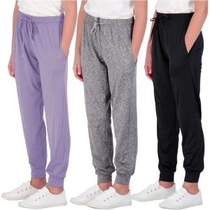 imageReal Essentials 3 Pack Girls DryFit Jogger Sweatpants Soft Active Athletic Kids Joggers with Pockets ampamp DrawstringSet 10