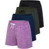 imageReal Essentials 4 Pack Womens Athletic DryFit Lounge Shorts with Zipper Pockets Available in Plus SizeSet 13