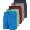 imageReal Essentials 5 Pack Mens 5quot Inseam DryFit Running Workout Shorts  Pockets ampamp Drawstring Available in Big ampamp TallSet 6