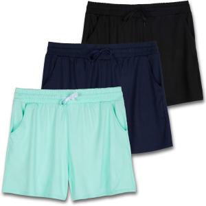imageReal Essentials 3 Pack Womens UltraSoft Athletic Lounge Casual Sweat Shorts with Pockets Available in Plus SizeSet 1
