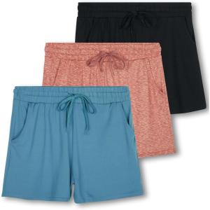 imageReal Essentials 3 Pack Womens UltraSoft Athletic Lounge Casual Sweat Shorts with Pockets Available in Plus SizeSet 10