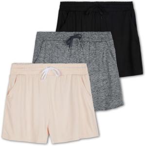 imageReal Essentials 3 Pack Womens UltraSoft Athletic Lounge Casual Sweat Shorts with Pockets Available in Plus SizeSet 3