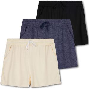 imageReal Essentials 3 Pack Womens UltraSoft Athletic Lounge Casual Sweat Shorts with Pockets Available in Plus SizeSet 4