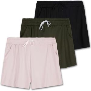 imageReal Essentials 3 Pack Womens UltraSoft Athletic Lounge Casual Sweat Shorts with Pockets Available in Plus SizeSet 6