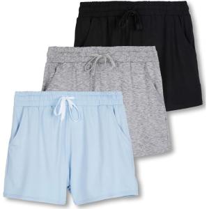 imageReal Essentials 3 Pack Womens UltraSoft Athletic Lounge Casual Sweat Shorts with Pockets Available in Plus SizeSet 8