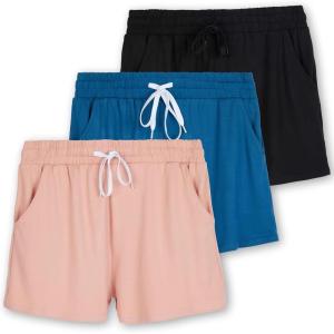 imageReal Essentials 3 Pack Womens UltraSoft Athletic Lounge Casual Sweat Shorts with Pockets Available in Plus SizeSet 9