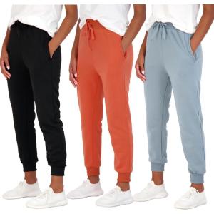 imageReal Essentials 3 Pack Womens UltraSoft ampamp Warm Fleece Joggers Sweatpants with Pocket Available in Plus SizeSet 10