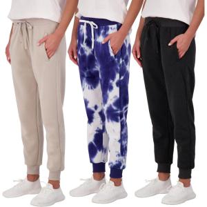 imageReal Essentials 3 Pack Womens UltraSoft ampamp Warm Fleece Joggers Sweatpants with Pocket Available in Plus SizeSet 4