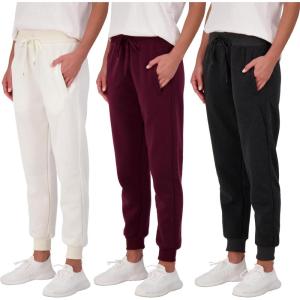 imageReal Essentials 3 Pack Womens UltraSoft ampamp Warm Fleece Joggers Sweatpants with Pocket Available in Plus SizeSet 6