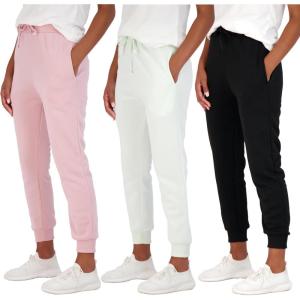 imageReal Essentials 3 Pack Womens UltraSoft ampamp Warm Fleece Joggers Sweatpants with Pocket Available in Plus SizeSet 8