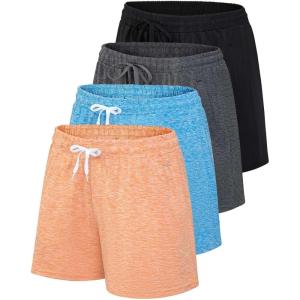 imageReal Essentials 4 Pack Womens Athletic DryFit Lounge Shorts with Zipper Pockets Available in Plus SizeSet 2