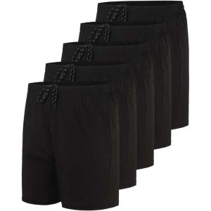 imageReal Essentials 5 Pack Mens 5quot Inseam DryFit Running Workout Shorts  Pockets ampamp Drawstring Available in Big ampamp TallSet 7