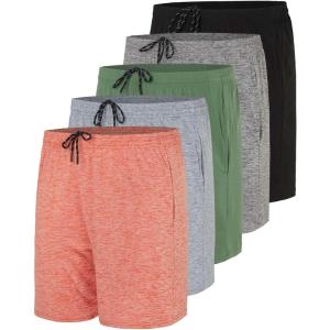 imageReal Essentials 5 Pack Mens 5quot Inseam DryFit Running Workout Shorts  Pockets ampamp Drawstring Available in Big ampamp TallSet 9