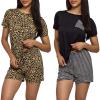 imageReal Essentials 2 Pack Ultra Soft Womens Pajama Set Short Sleeve and Shorts Lounge ampamp Sleepwear Available In PlusSet 3