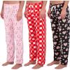 imageReal Essentials 3 Pack Womens Fleece UltraSoft Comfy Pajama Lounge Pants Sleepwear Available in Plus SizeFleece Set C