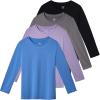 imageReal Essentials 4 Pack Girls DryFit Long Sleeve Active Crew Neck TShirt  Super Soft TeeSet 10