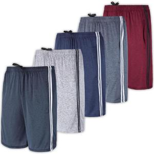 image5 Pack Mens Active Quick Dry Fit Shorts  Athletic Running Gym Workout Casual Shorts with Pockets BulkSet C