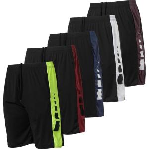 image5 Pack Mens Active Quick Dry Fit Shorts  Athletic Running Gym Workout Casual Shorts with Pockets BulkSet J