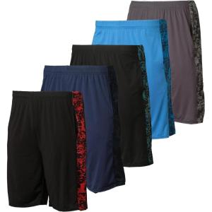 image5 Pack Mens Active Quick Dry Fit Shorts  Athletic Running Gym Workout Casual Shorts with Pockets BulkSet K