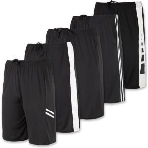 image5 Pack Mens Active Quick Dry Fit Shorts  Athletic Running Gym Workout Casual Shorts with Pockets BulkSet L