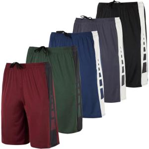 image5 Pack Mens Active Quick Dry Fit Shorts  Athletic Running Gym Workout Casual Shorts with Pockets BulkSet M