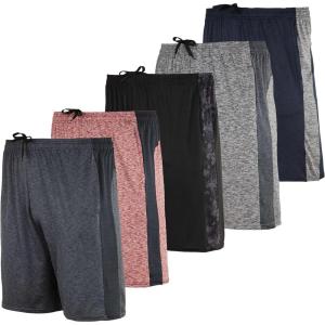 image5 Pack Mens Active Quick Dry Fit Shorts  Athletic Running Gym Workout Casual Shorts with Pockets BulkSet N