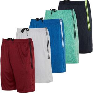 image5 Pack Mens Active Quick Dry Fit Shorts  Athletic Running Gym Workout Casual Shorts with Pockets BulkSet P