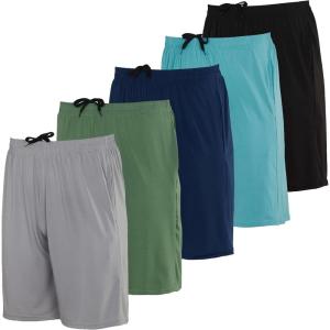 image5 Pack Mens Active Quick Dry Fit Shorts  Athletic Running Gym Workout Casual Shorts with Pockets BulkSet Q