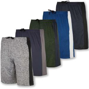image5 Pack Mens Active Quick Dry Fit Shorts  Athletic Running Gym Workout Casual Shorts with Pockets BulkSet a