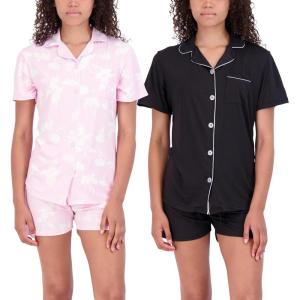 imageReal Essentials 2 Pack Womens Pajamas Set Button Down Shorts Soft Matching Sleepwear Available In PlusShort Sleeve  Set 10