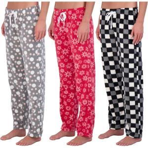 imageReal Essentials 3 Pack Womens Fleece UltraSoft Comfy Pajama Lounge Pants Sleepwear Available in Plus SizeFleece Set a