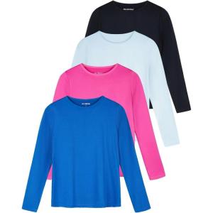 imageReal Essentials 4 Pack Womens UPF 50 Quick Dry Fit Sun Shirts Long Sleeve UV SPF Hiking Top Outdoor Available in PlusSet 4